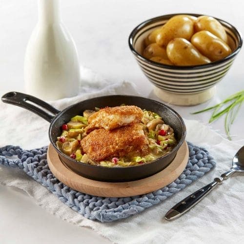 Fiskepanne med tyttebær