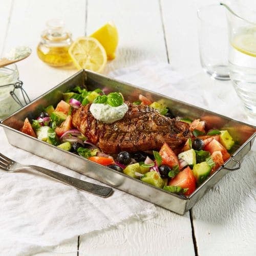 Grillede lammeskiver med gresk vri