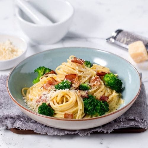 Spaghetti Carbonara med brokkoli