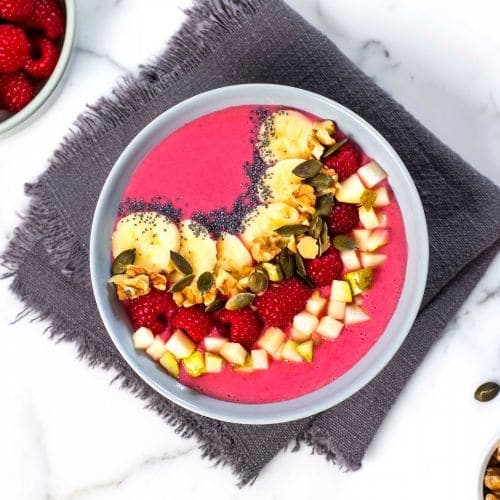 Smoothie bowl med bringebær