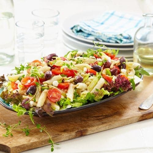 Pastasalat med cottage cheese