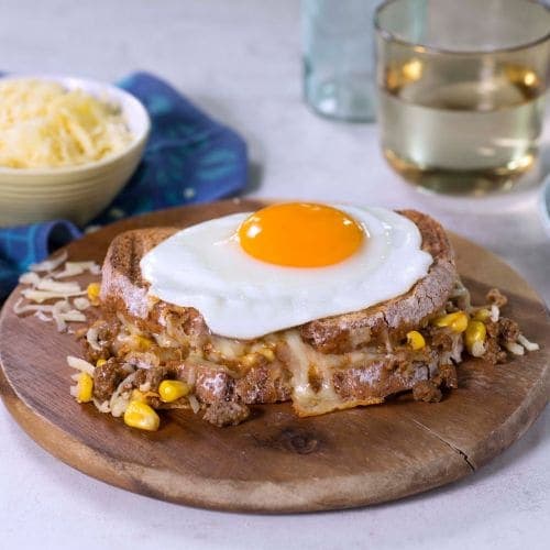 Croque madame med tacokjøtt