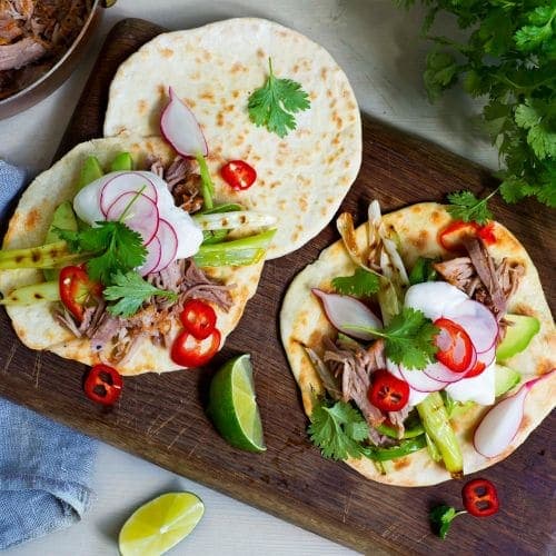 Tortillalefse med langtidsstekt svinenakke