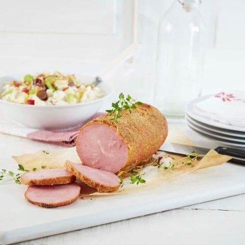 Gratinert juleskinke og Waldorfsalat