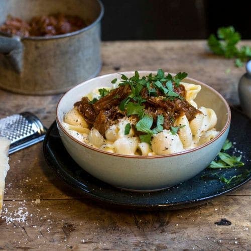 Mac’n’cheese med oksehaleragu