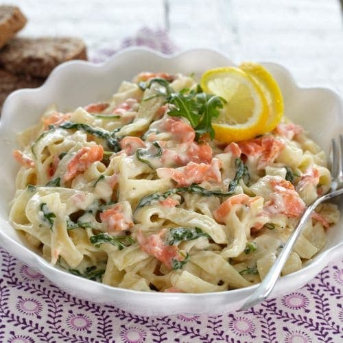 Laksepasta med spinat