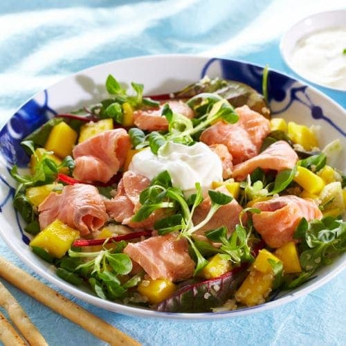 Salat med ceviche og koriandersaus