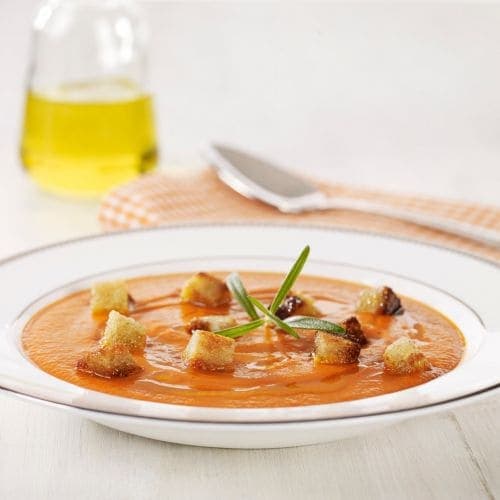 Paprikasuppe med krutonger