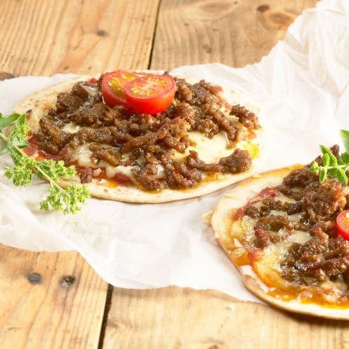 Tortillapizza med kjøttdeig