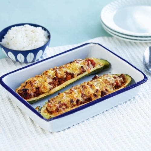 Ovnsbakt squash med kjøttdeig og ris