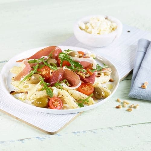 Pasta med spekeskinke og fetaost