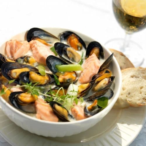 Fiskesuppe med blåskjell