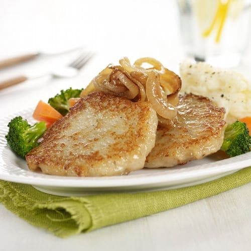 Seikaker med stekt løk