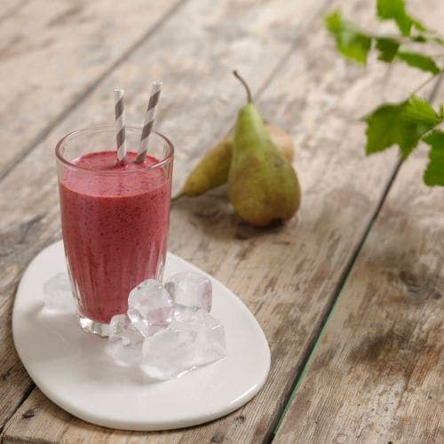 Solbær- og pæremilkshake