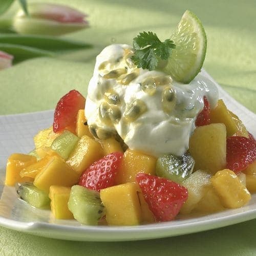 Eksotisk frukt med koriandertopping