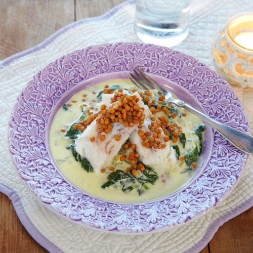 Fisk med kremet spinat
