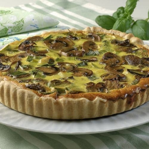 Pai med purre og sjampinjong