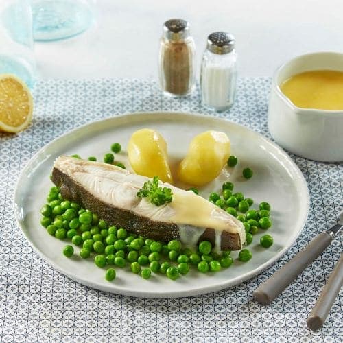 Kokt kveite med hollandaisesaus