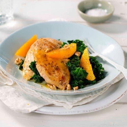 Kylling og grønnkål med varm appelsin