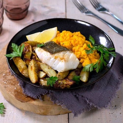 Stekt skrei med gulrotpuré