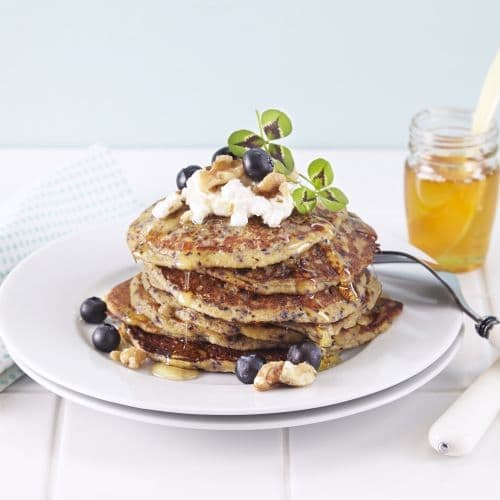 Pannekaker med cottage cheese og blåbær