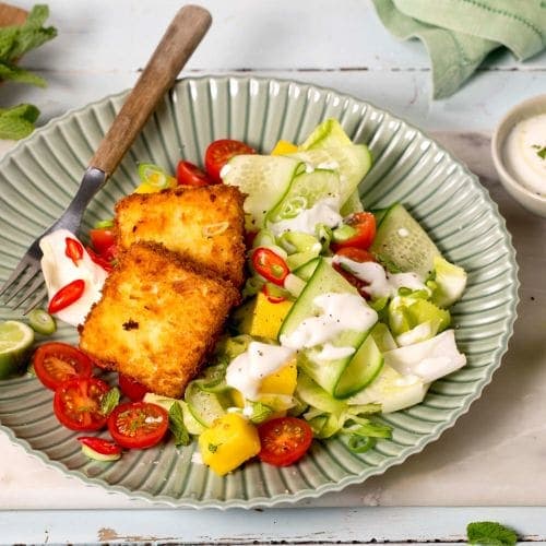 Fritert paneer med salat