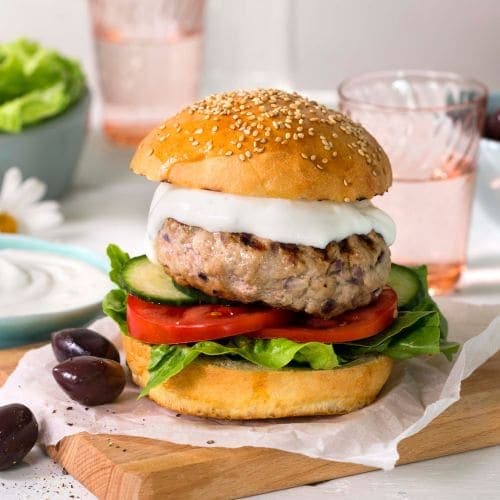 Grillet burger med tzatziki