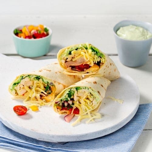 Burritos med ost og pulled chicken