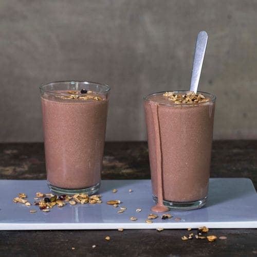 Peanøtt- og kakaosmoothie med cottage cheese