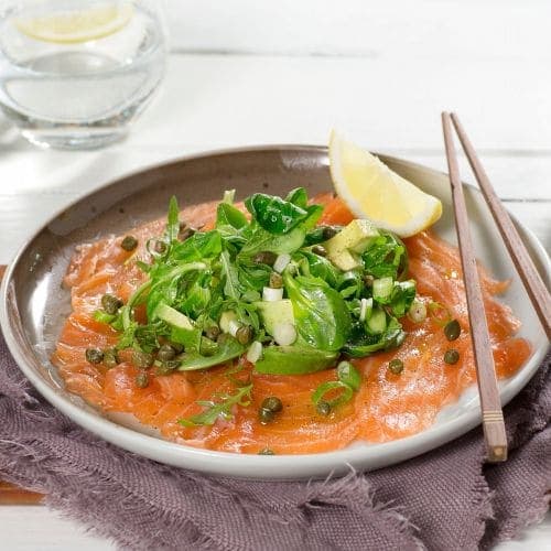 Crudo med laks og avokado