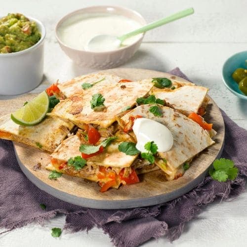 Quesadillas med pulled pork og guacamole