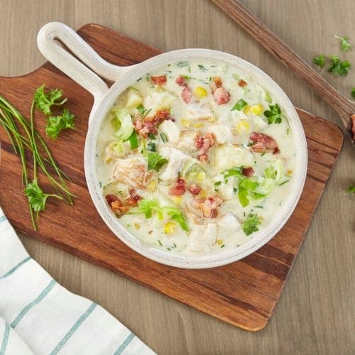 Kremet mais- og torskegryte