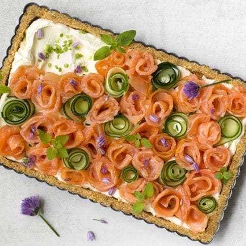 No bake pai med røkelaks og kremost