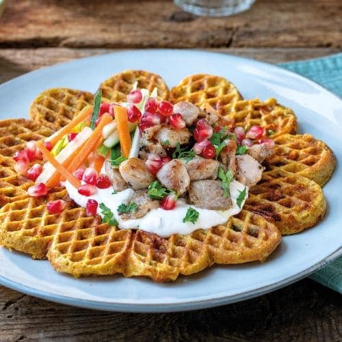 Søtpotetvafler med kylling fra Kokkelandslaget