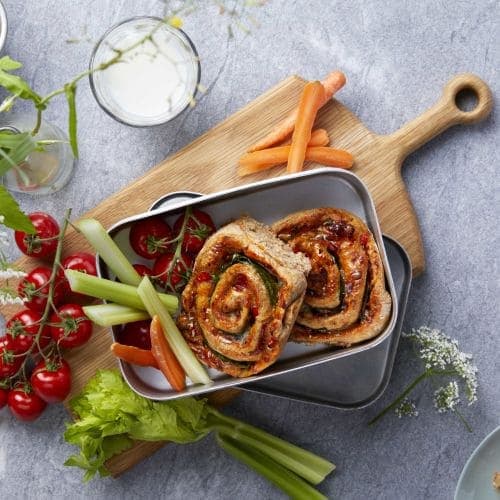 Matpakkesnurrer med ost, tomat og skinke