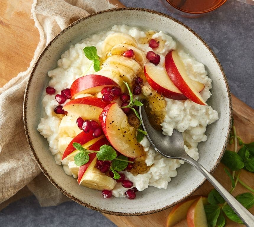 Cottage cheese vanilje med frukt og honning