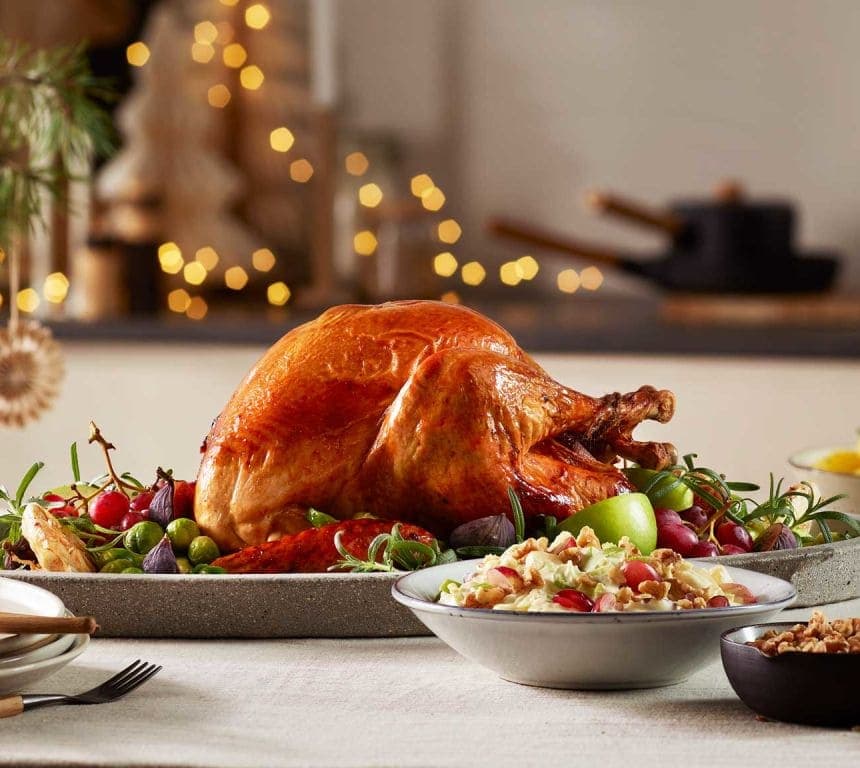 Helstekt kalkun med Waldorfsalat