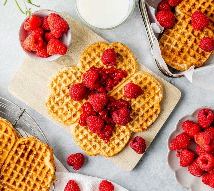 Matpakkevafler med banan og cottage cheese