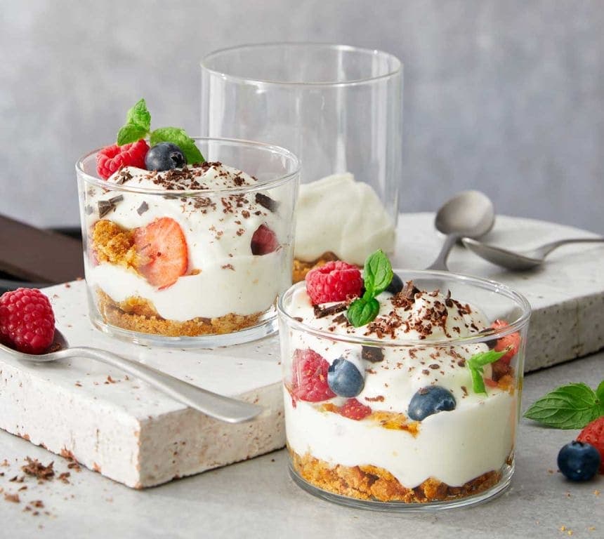 Hverdagsdessert med proteinrik vaniljekesam