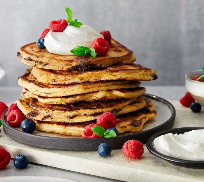 Pannekaker med vaniljekesam og sjokolade