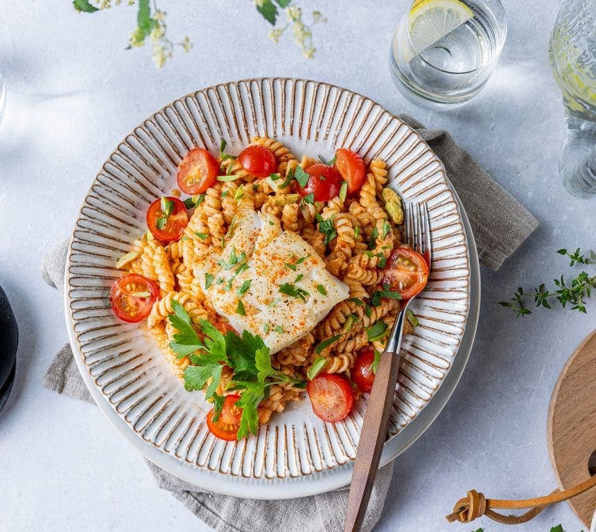 Kremet pasta med torsk
