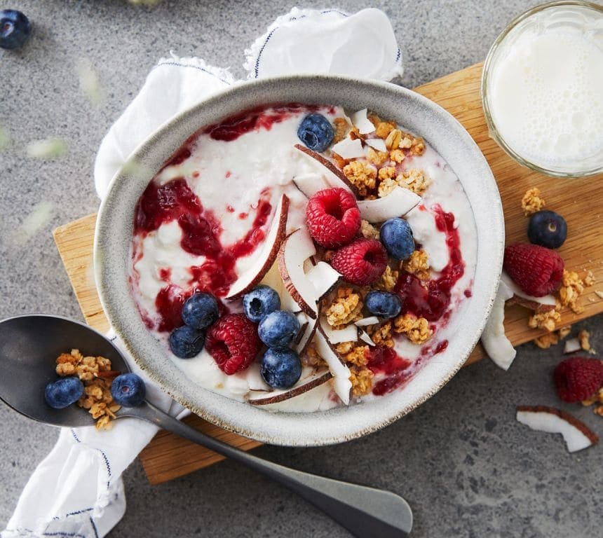 Frokost bowl med cottage cheese og yoghurt