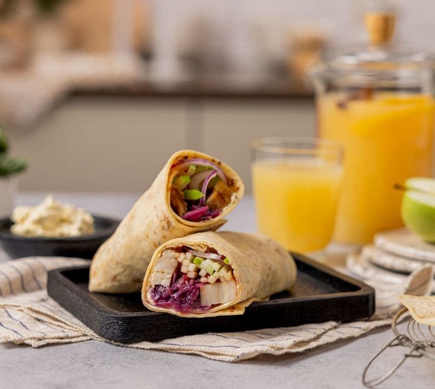 Lefse med ribbe, rødkål og eple