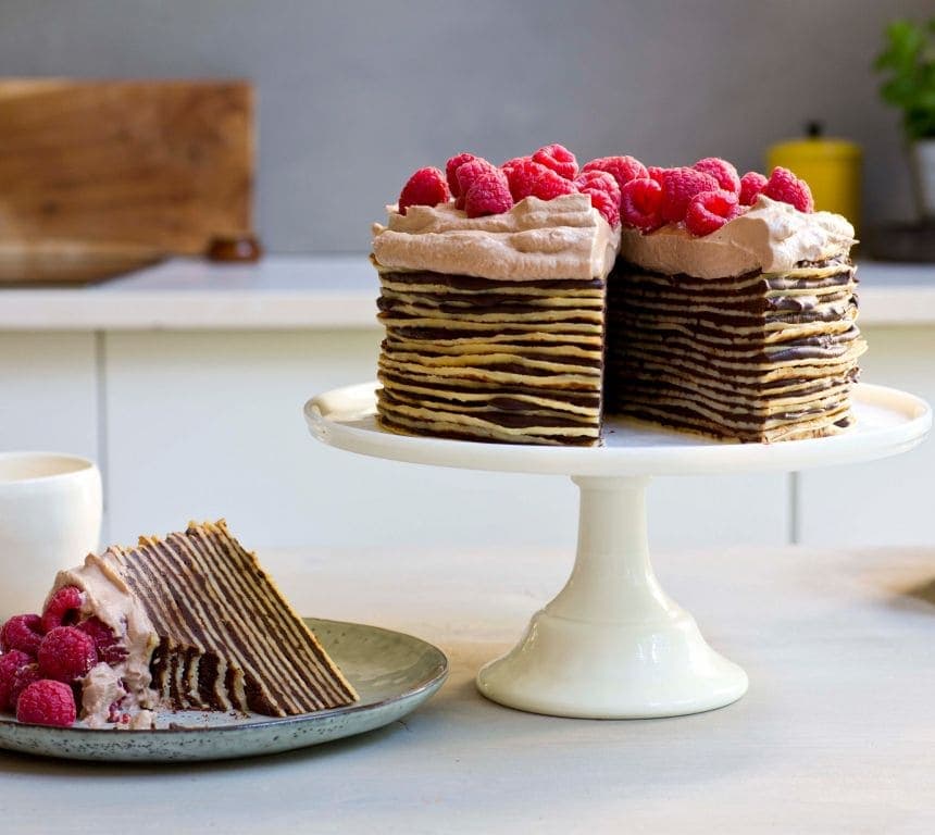 Pannekake-kake med sjokolade