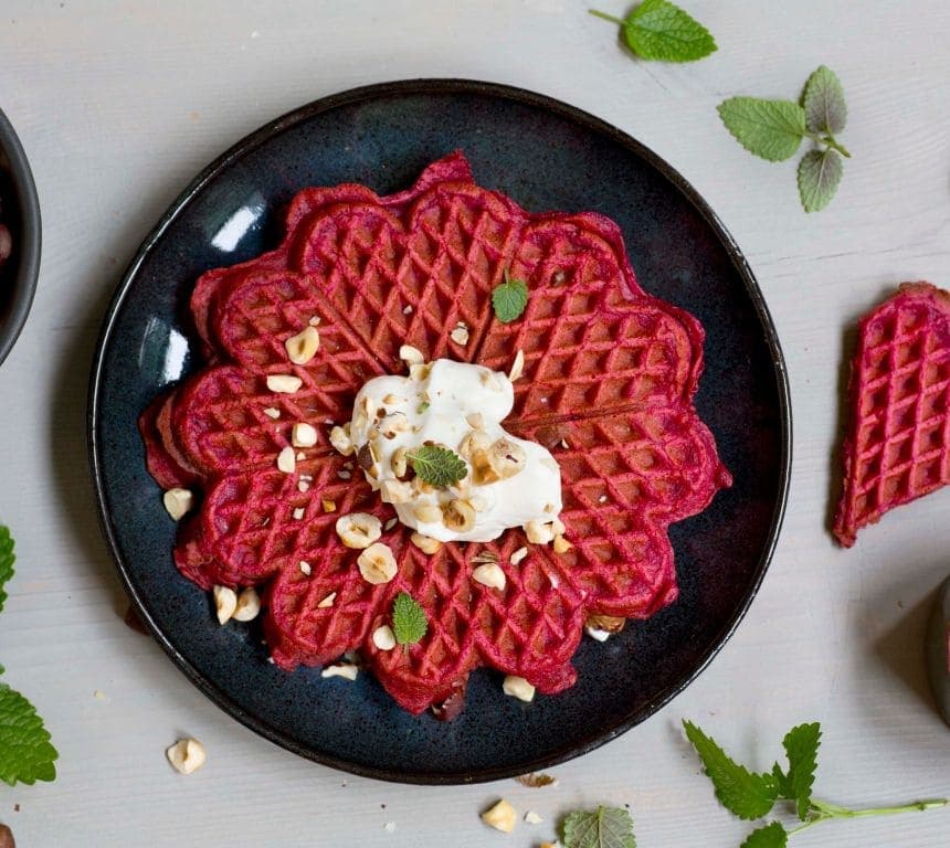 Røde vafler med krem