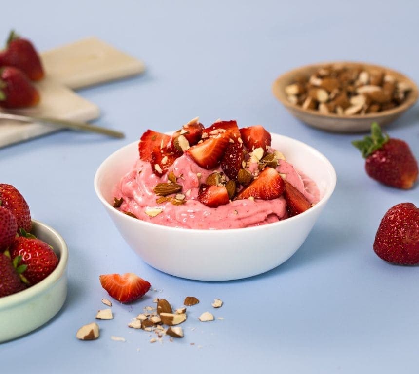 Frozen Yoghurt med jordbær og banan