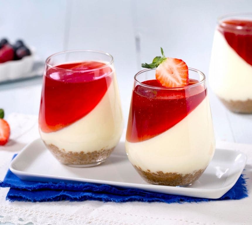 Ostekake i porsjonsglass