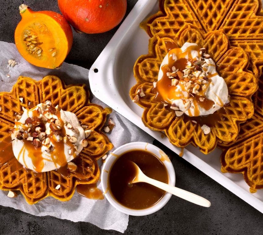 Gresskarvafler med krem