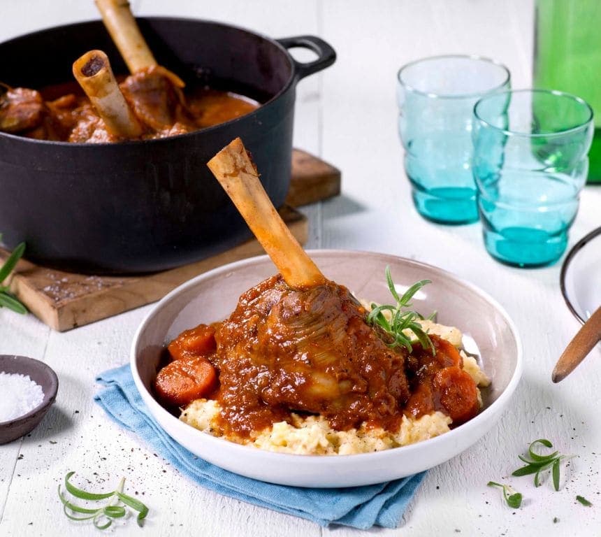 Øl-braisert lammeskank