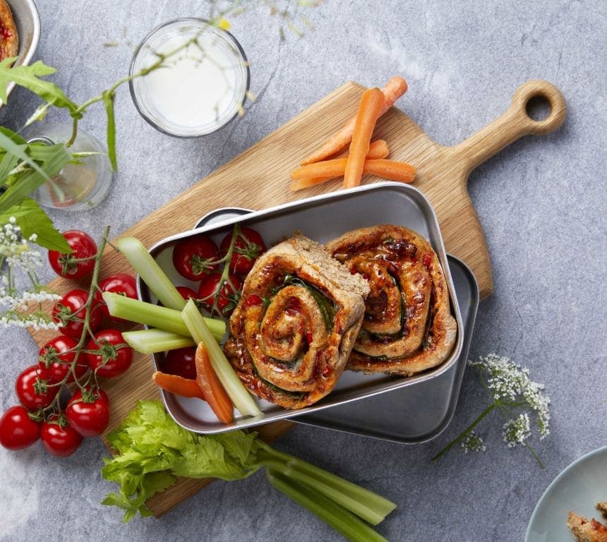 Matpakkesnurrer med ost, tomat og skinke